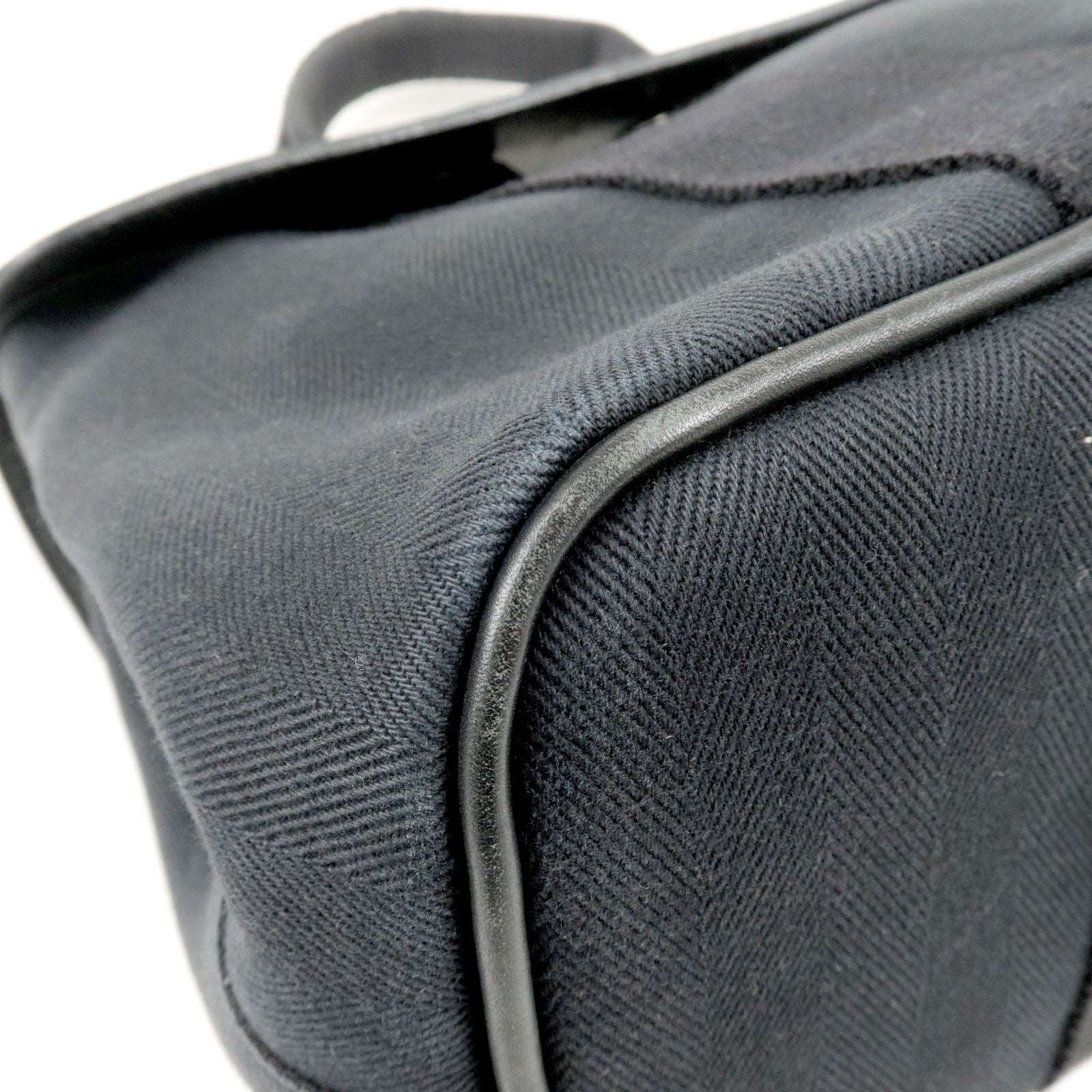 Hermes Cabag Elan Tote Black Canvas Medium Shoulder Bag