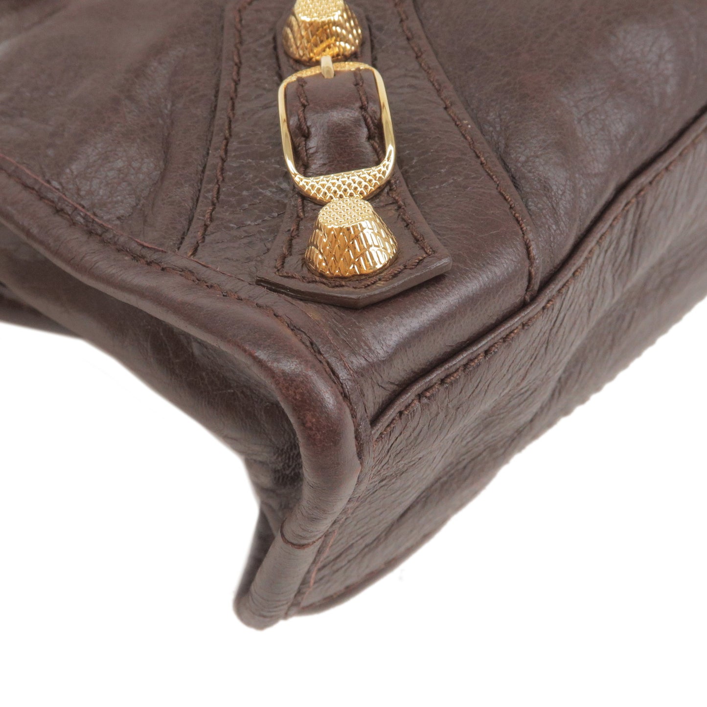 BALENCIAGA Giant Mini City Leather 2Way Hand Bag Brown 309544