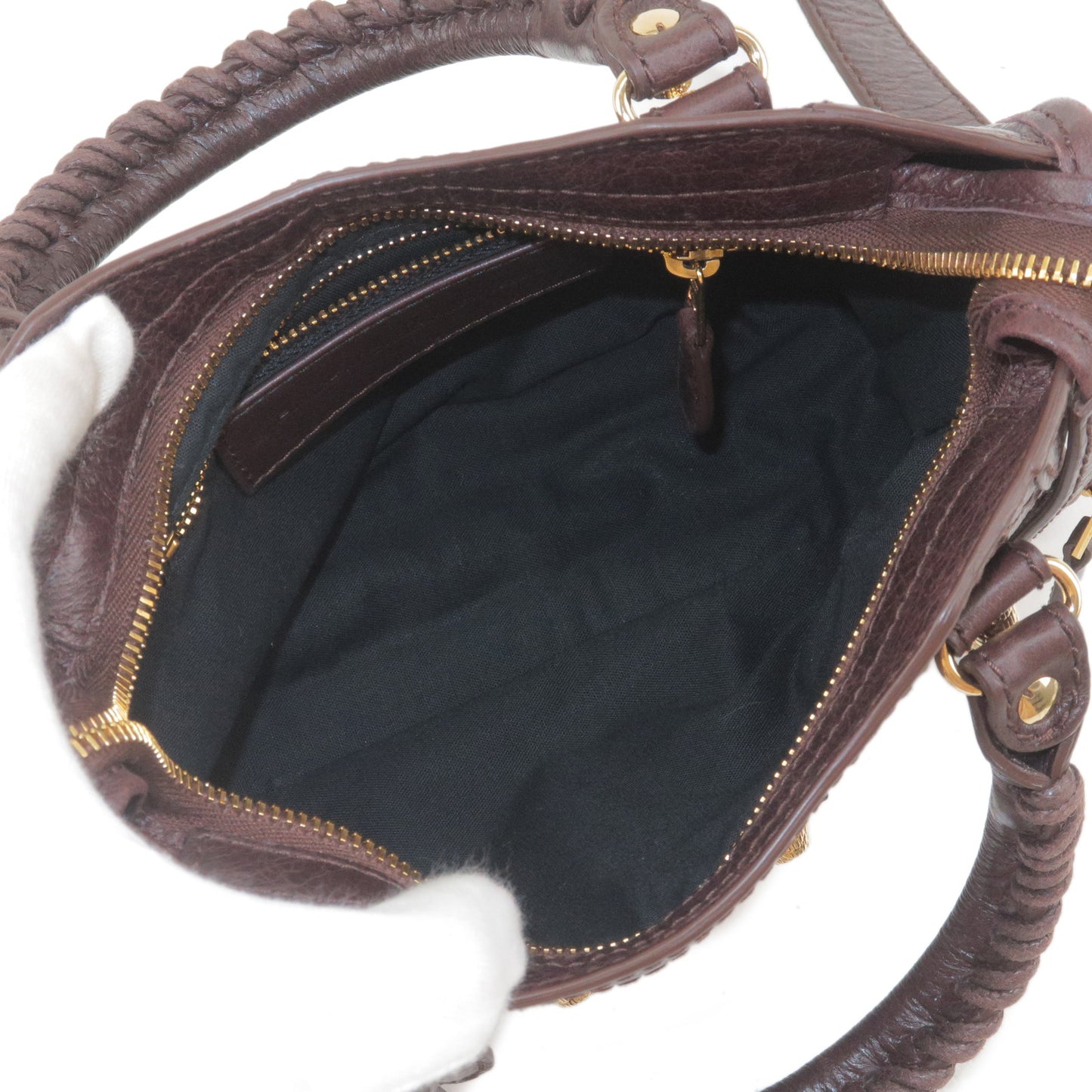 BALENCIAGA Giant Mini City Leather 2Way Hand Bag Brown 309544