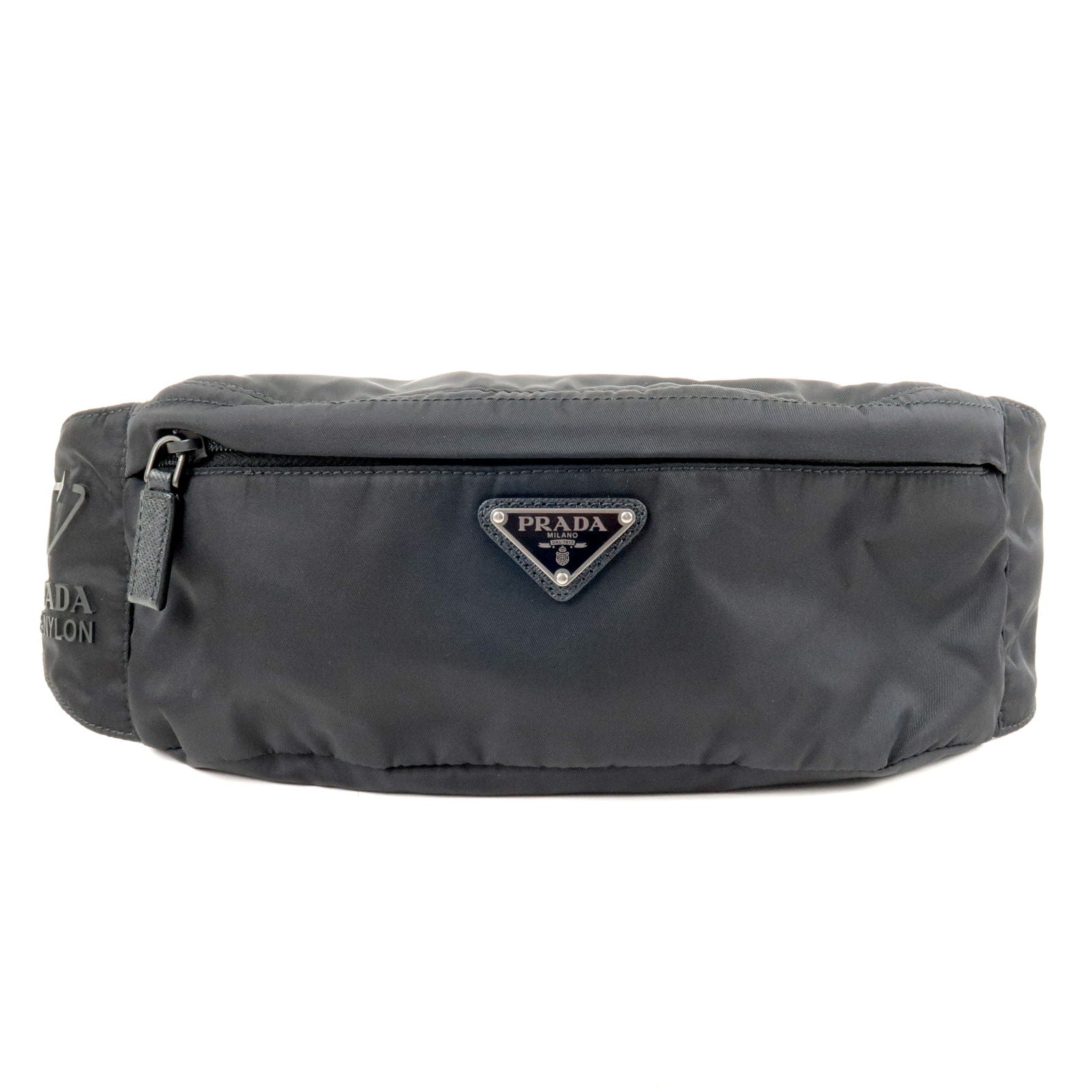 PRADA-Logo-Re-Nylon-Leather-Waist-Bag-Body-Bag-NERO-Black