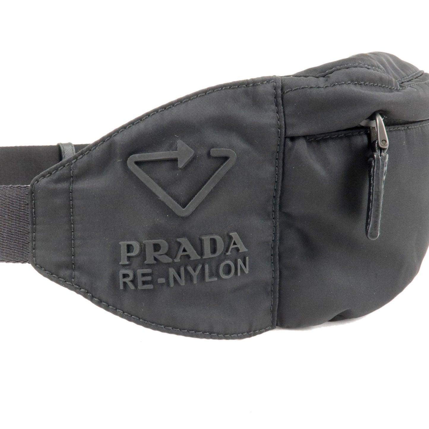 PRADA Logo Re-Nylon Leather Waist Bag Body Bag NERO Black
