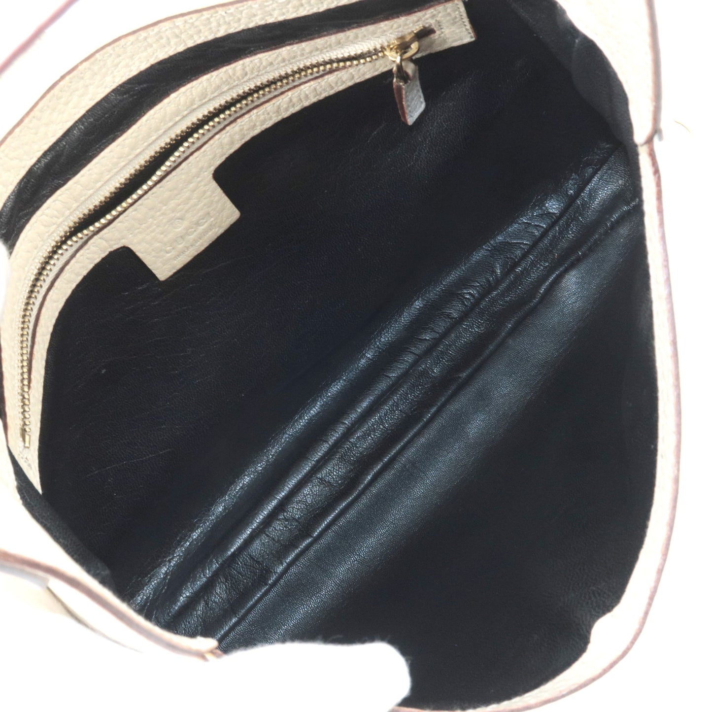 GUCCI Jackie GG Leather Shoulder Bag Hobo Bag Ivory 137335