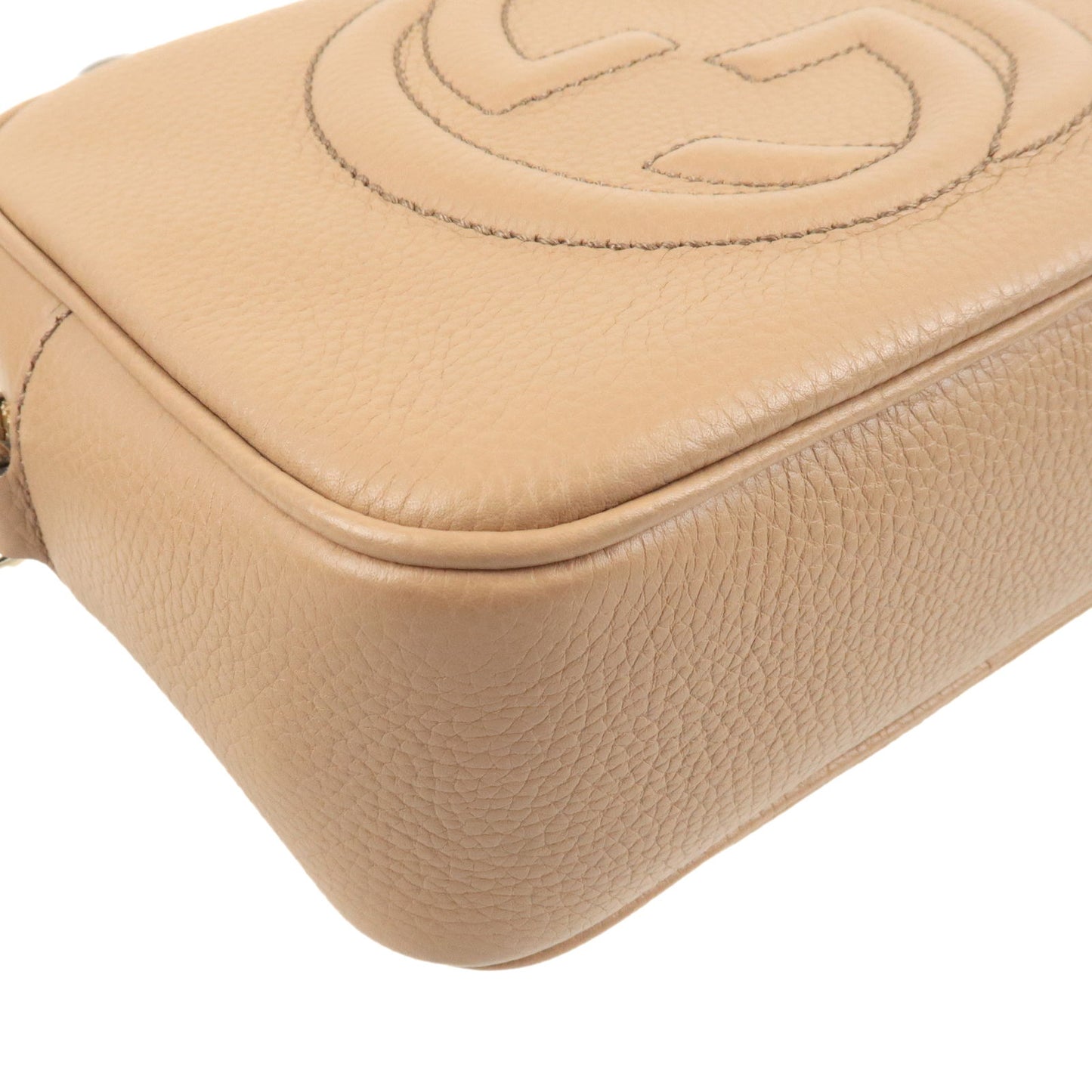 GUCCI Canvas Leather Small Disco Shoulder Bag Beige 308364