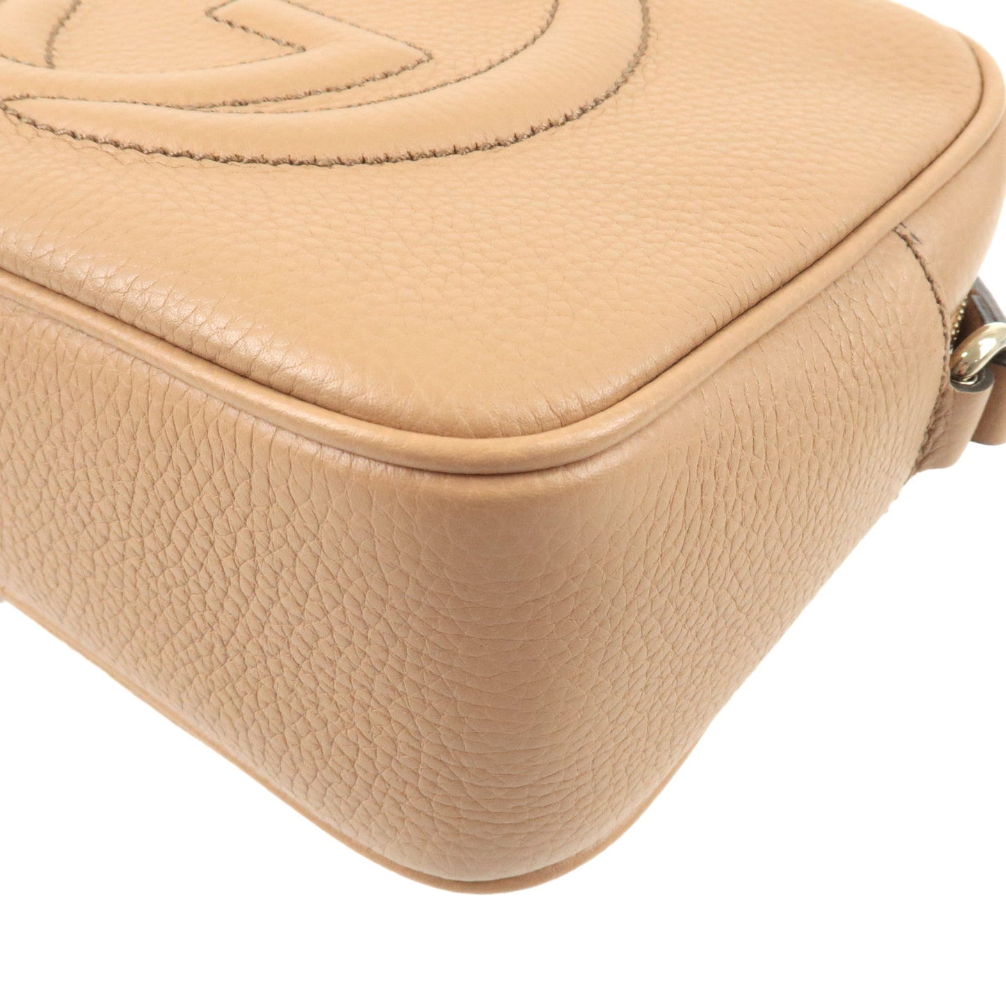 GUCCI Canvas Leather Small Disco Shoulder Bag Beige 308364