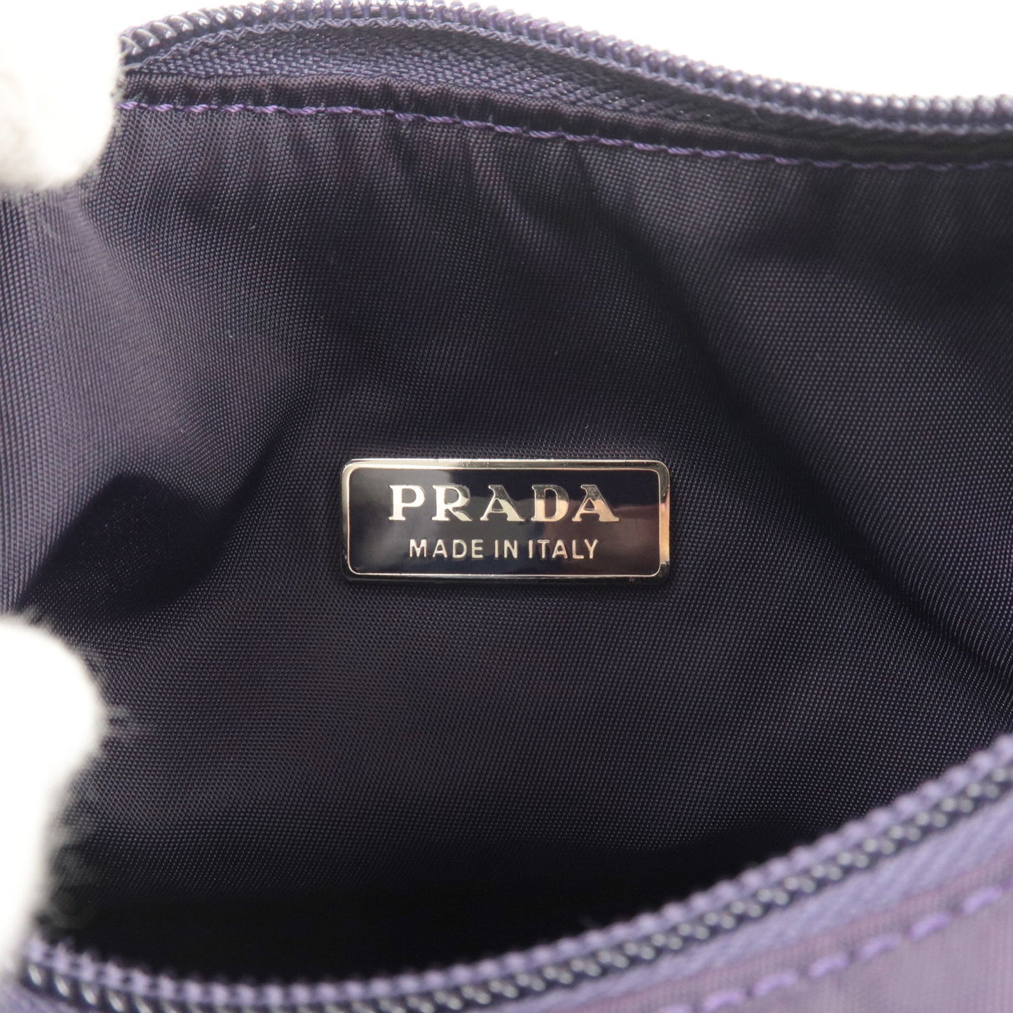 PRADA Logo Nylon Hand Bag Pouch Purse Purple MV519