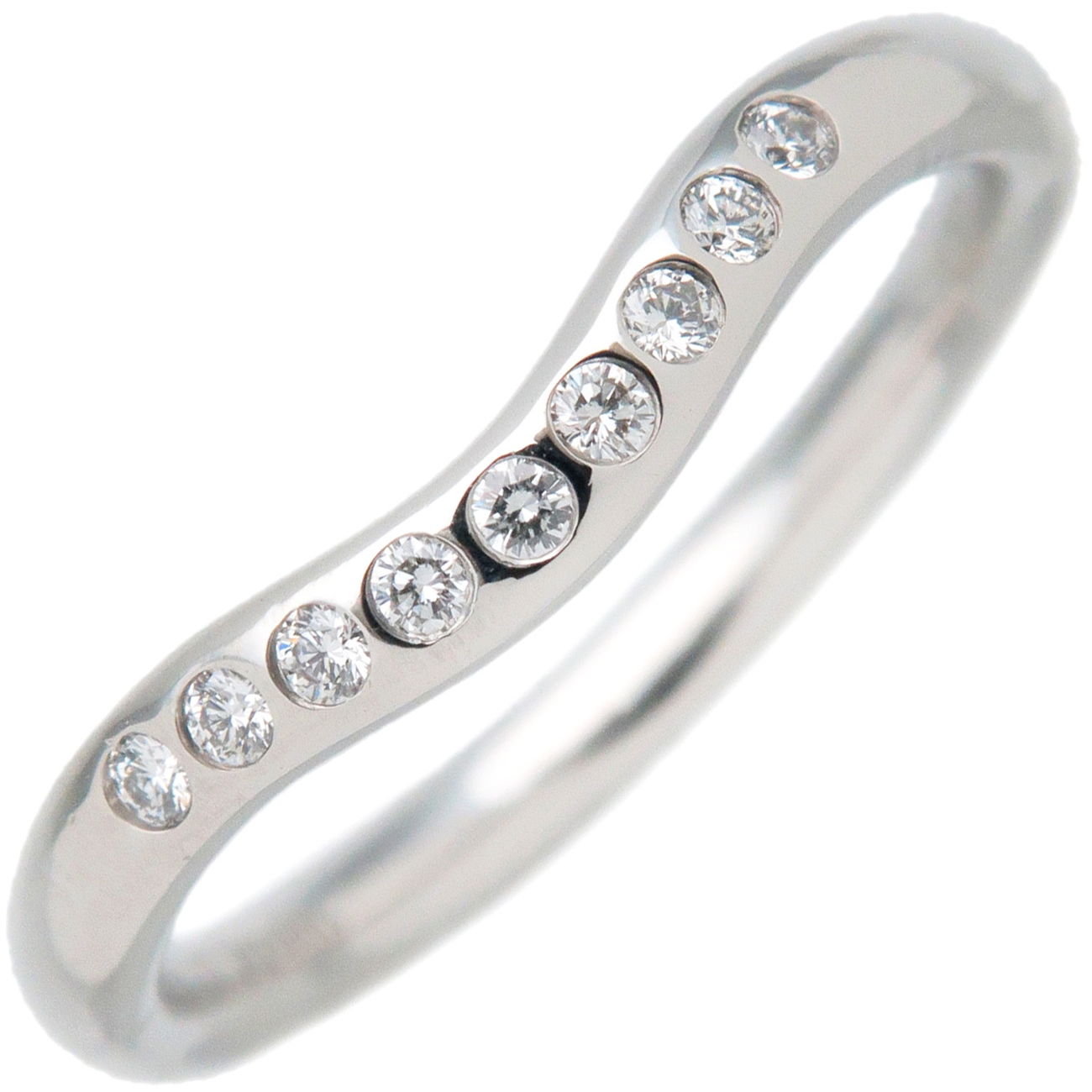 Tiffany&Co.-Curved-Band-Ring-9P-Diamond-PT950-Platinum-US4.5