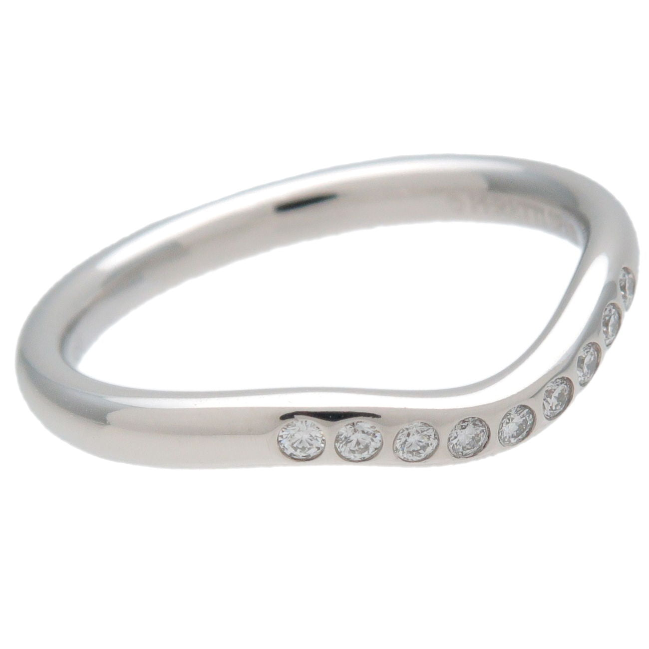 Tiffany&Co. Curved Band Ring 9P Diamond PT950 Platinum US4.5