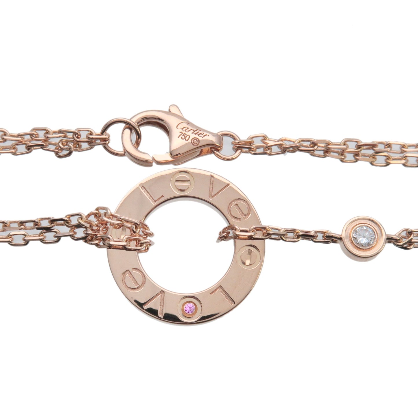 Cartier Love Circle Pink Sapphire Diamond Bracelet K18 750PG