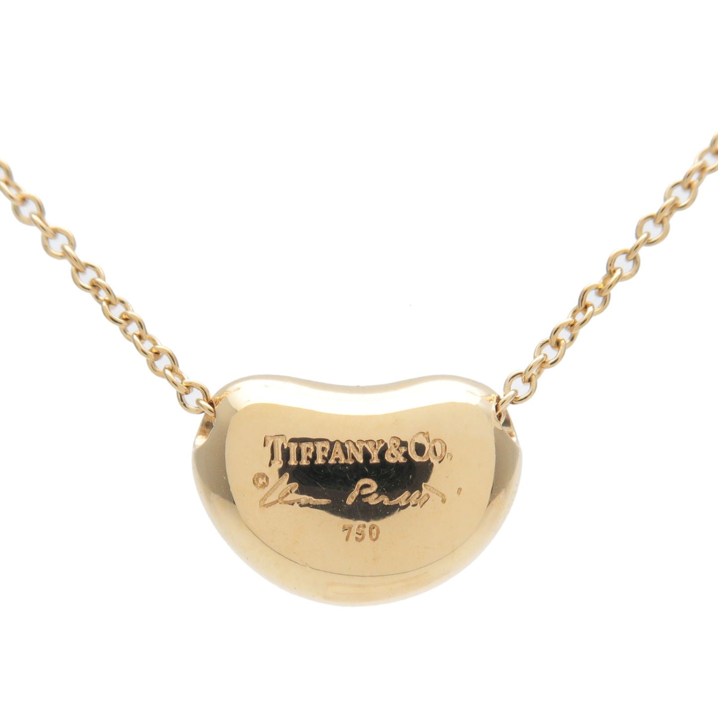 Tiffany&Co. Bean Necklace Small K18YG 750YG Yellow Gold