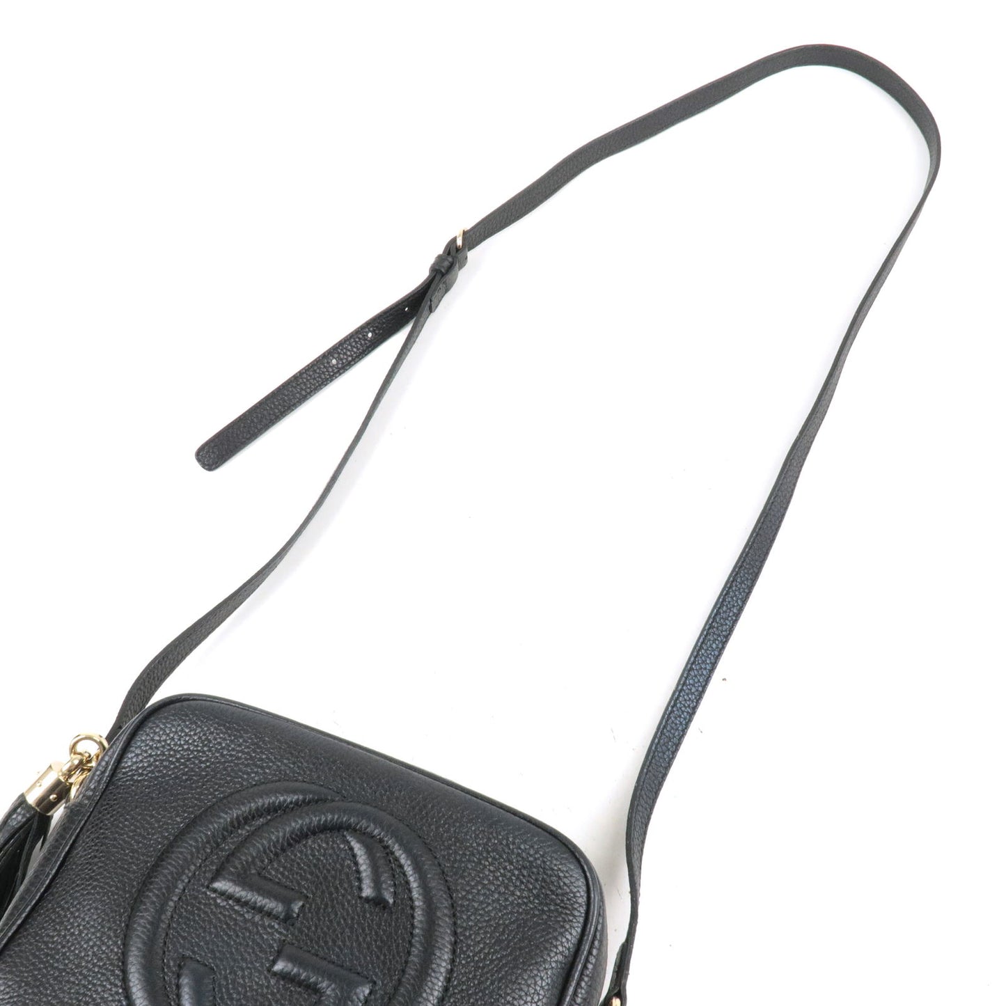 GUCCI Small Disco Leather Shoulder Bag Black 308364