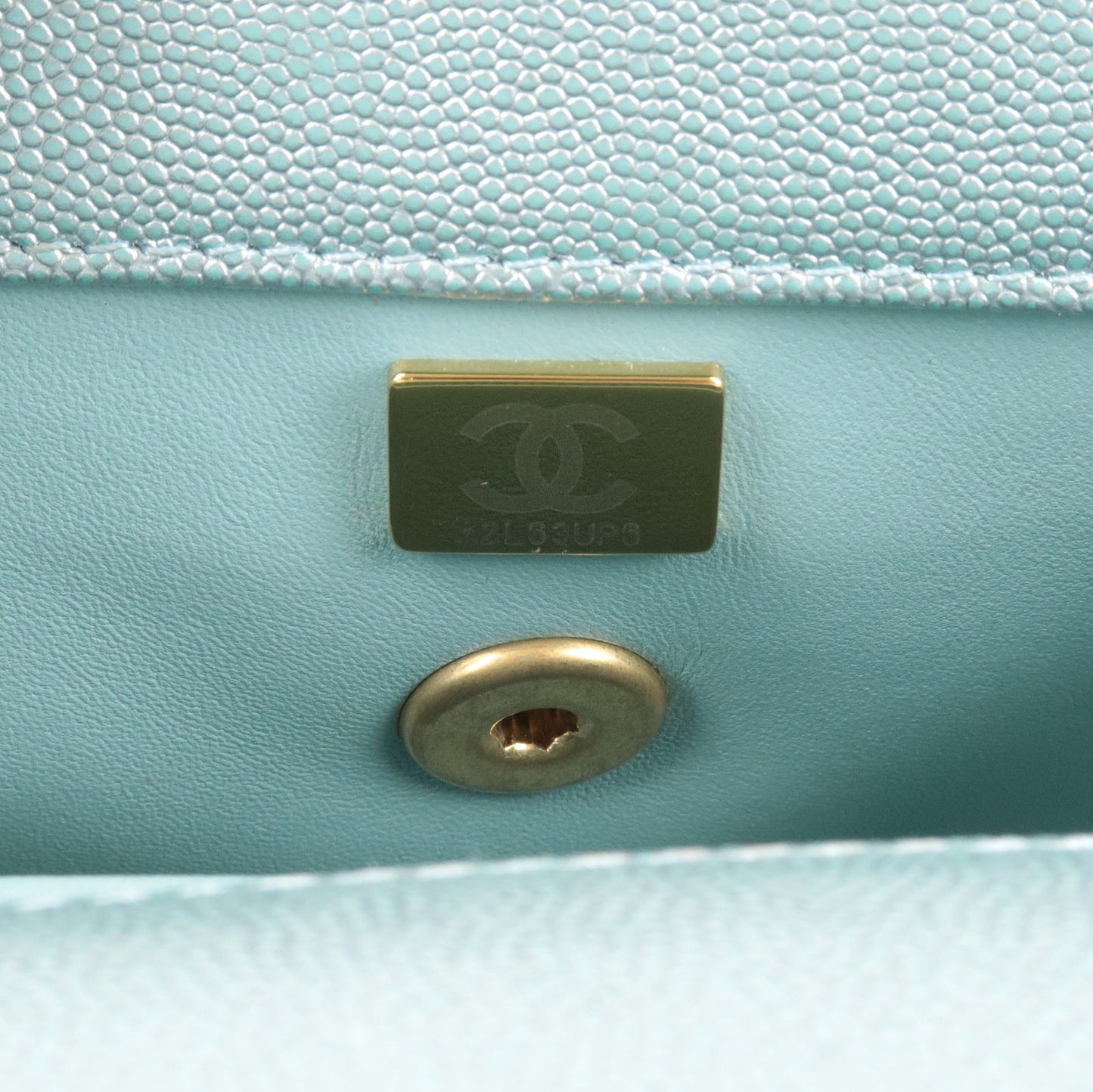 CHANEL MatelasseCaviar Skin COCO Handle 2Way Bag Light Blue A92990