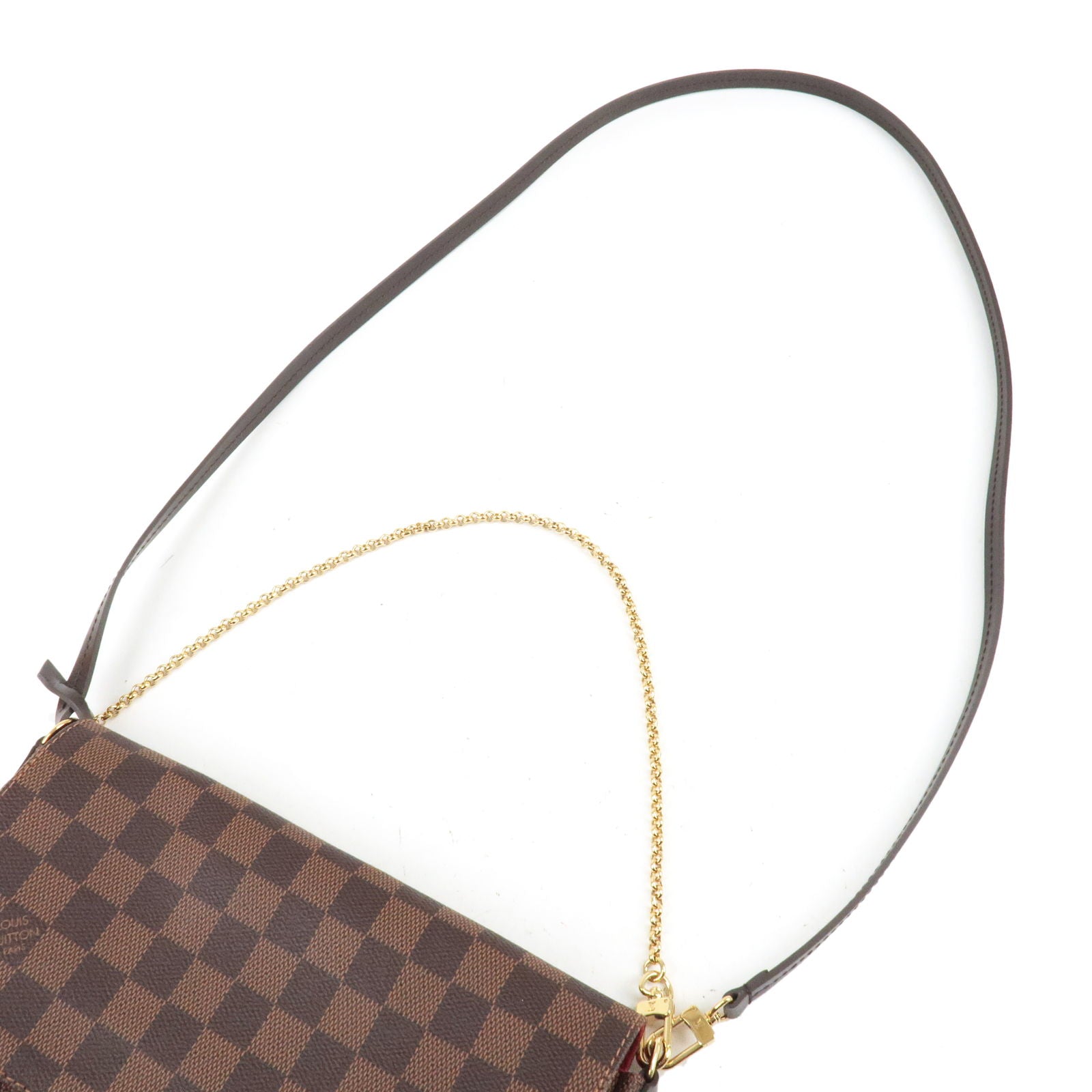 Louis Vuitton Damier Favorite MM N41129 Shoulder Bag Brown Free Shipping