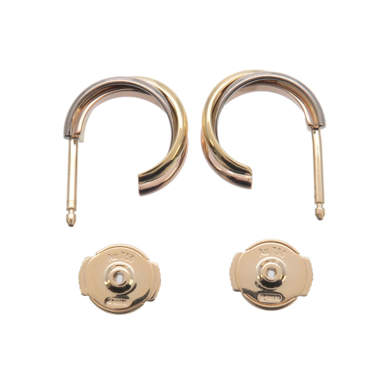 Cartier Trinity Earrings K18 750 Yellow Gold  White Gold Rose Gold