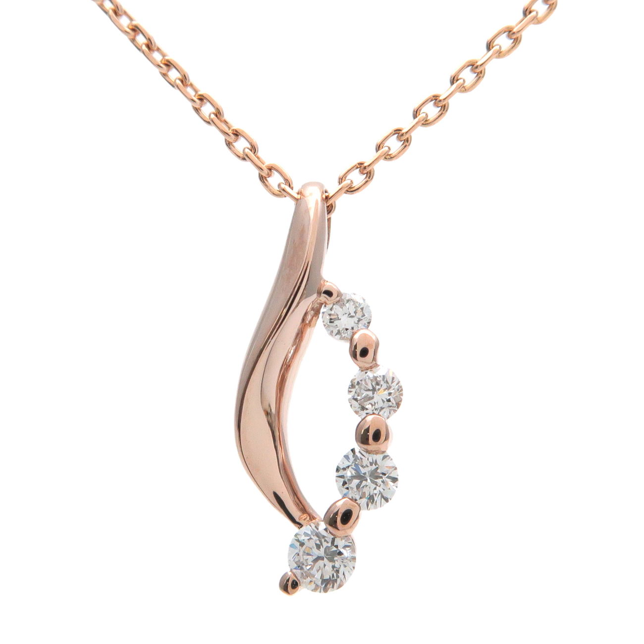 STAR-JEWELRY-4P-Diamond-Necklace-0.08ct-K18PG-750PG-Rose-Gold