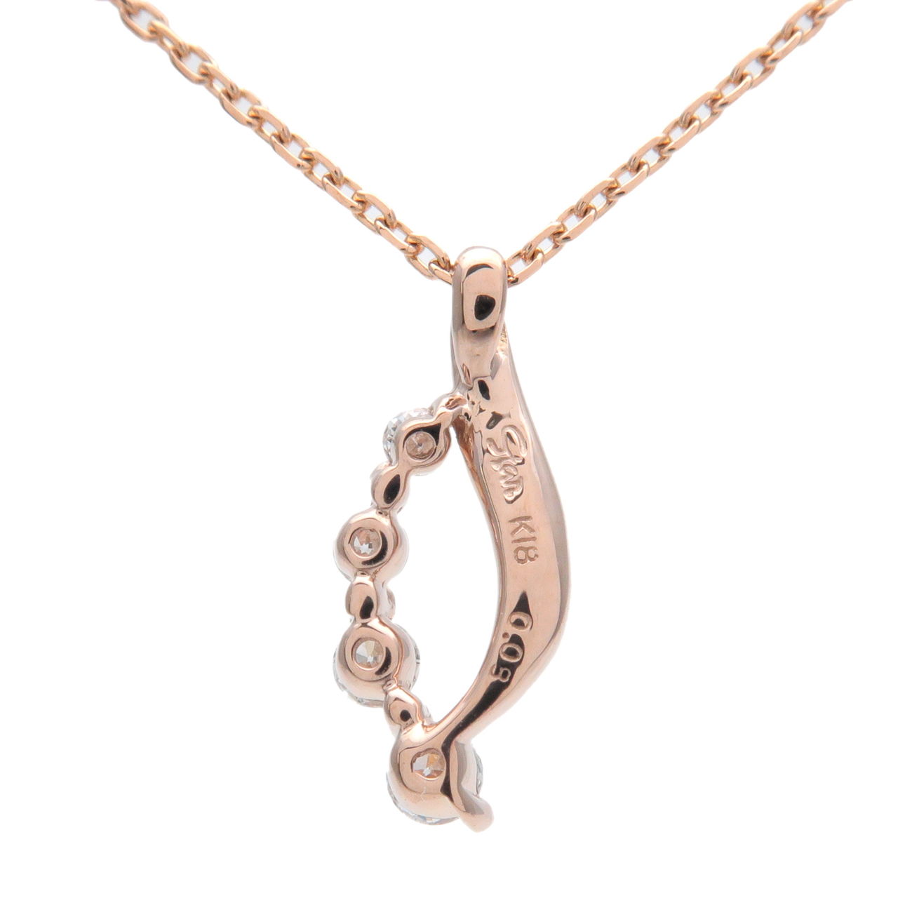 STAR JEWELRY 4P Diamond Necklace 0.08ct K18PG 750PG Rose Gold