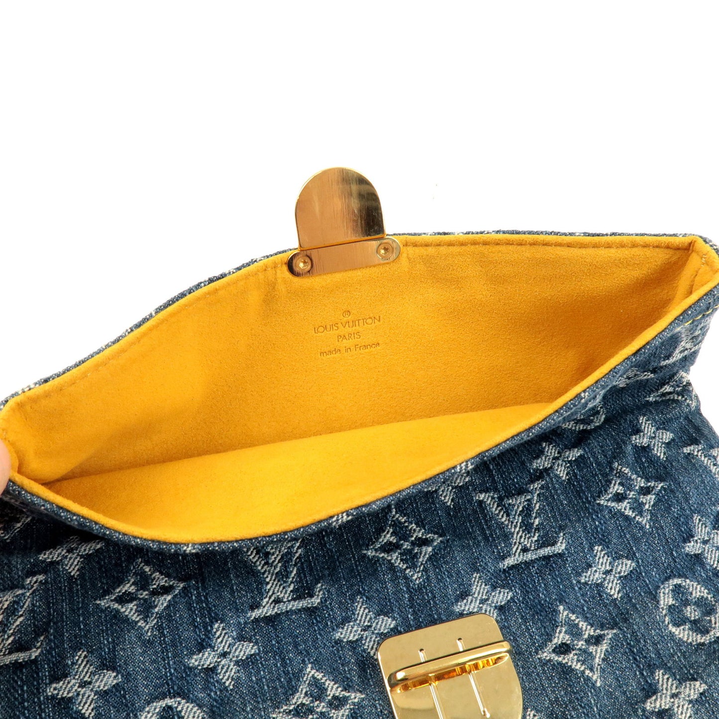 Authenticated Used Louis Vuitton Monogram Denim Pochette Pratt M95007 Clutch  Bag Blue 0112 LOUIS VUITTON 