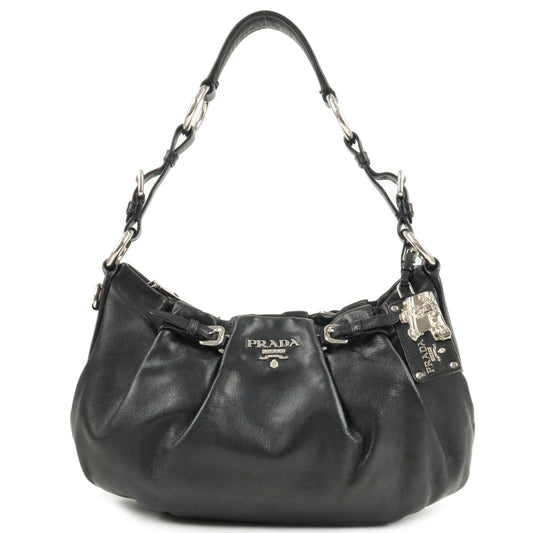 PRADA-Nylon-Leather-Shoulder-Bag-Purse-NERO-Black-BR3795