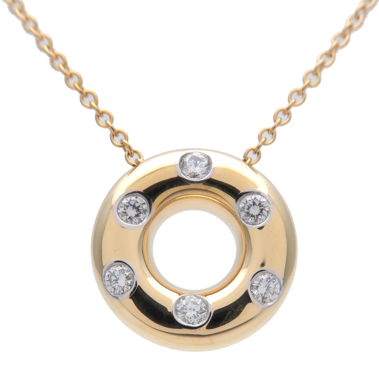 Tiffany&Co.-Dots-Circle-6P-Diamond-Necklace-K18-750YG-x-PT950