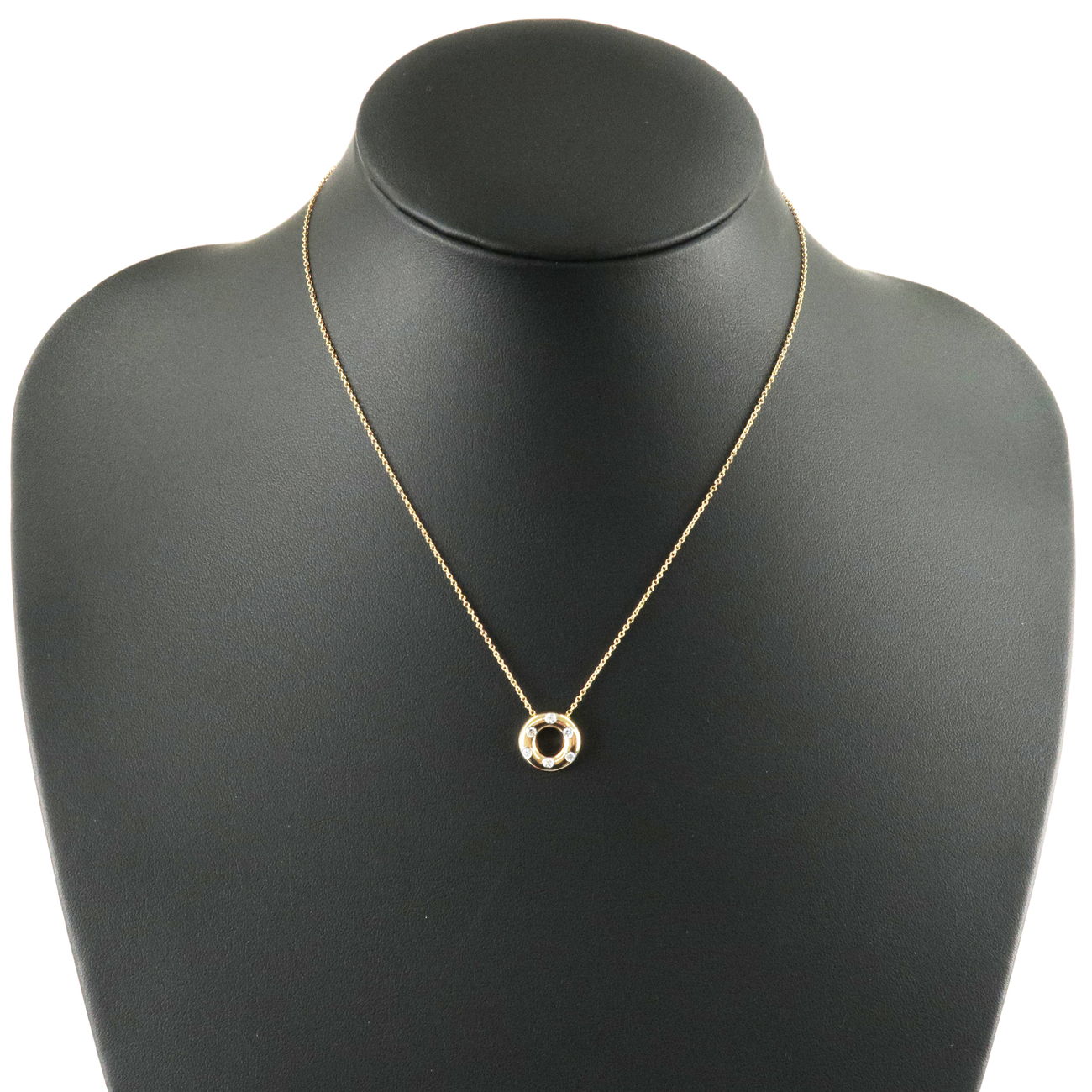 Tiffany&Co. Dots Circle 6P Diamond Necklace K18 750YG x PT950
