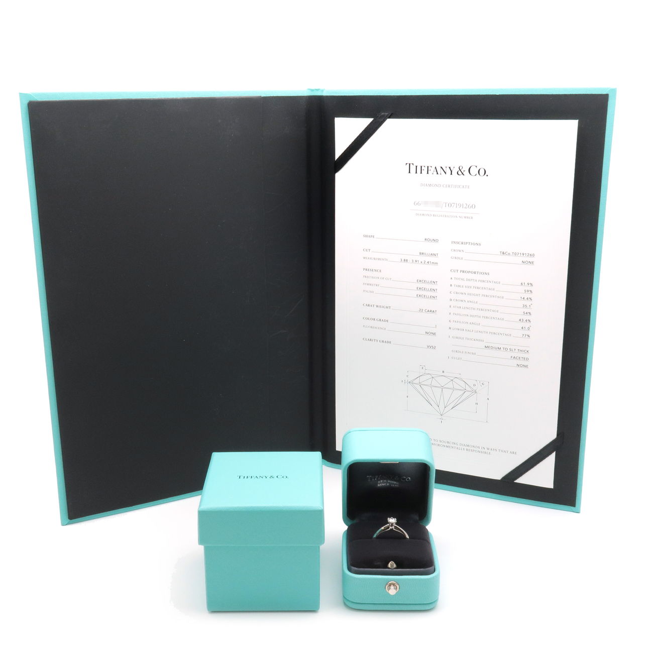 Tiffany&Co. Solitaire 1P Diamond Ring 0.22ct PT950 US5 EU49.5
