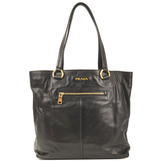 PRADA-Logo-Leather-Tote-Bag-NERO-Black-Gold-Hardware-BR4360