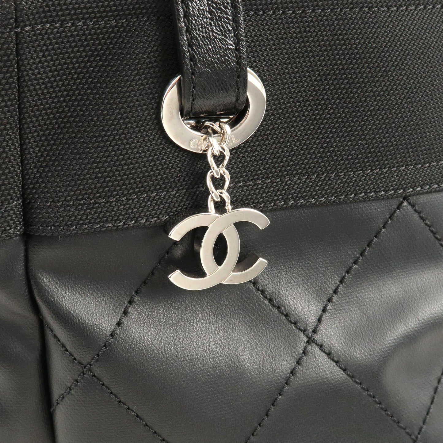 CHANEL Paris Biarritz PM Coated Canvas Leather Tote Bag A34208