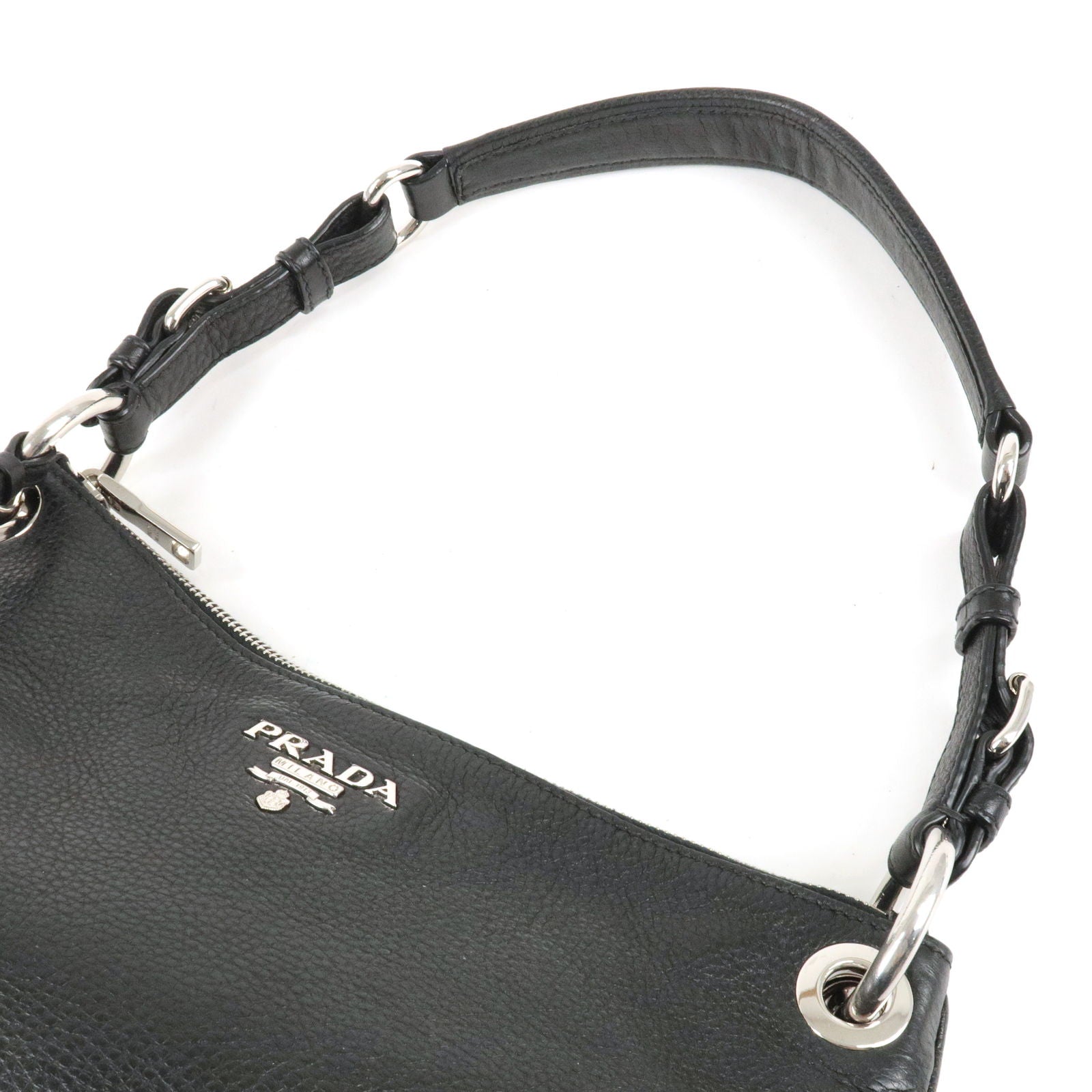 Prada Vitello Phenix Logo Leather Top Handle Bag on SALE