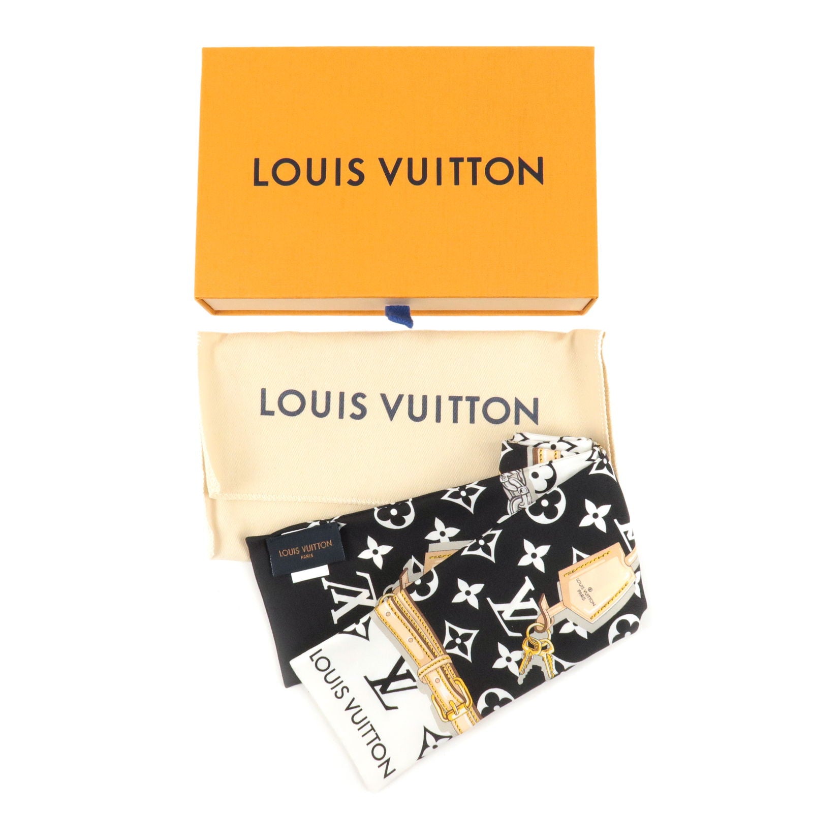 LOUIS VUITTON LOUIS VUITTON Bandeau Monogram Confidential long scarf wrap  M78656 silk noir M78656