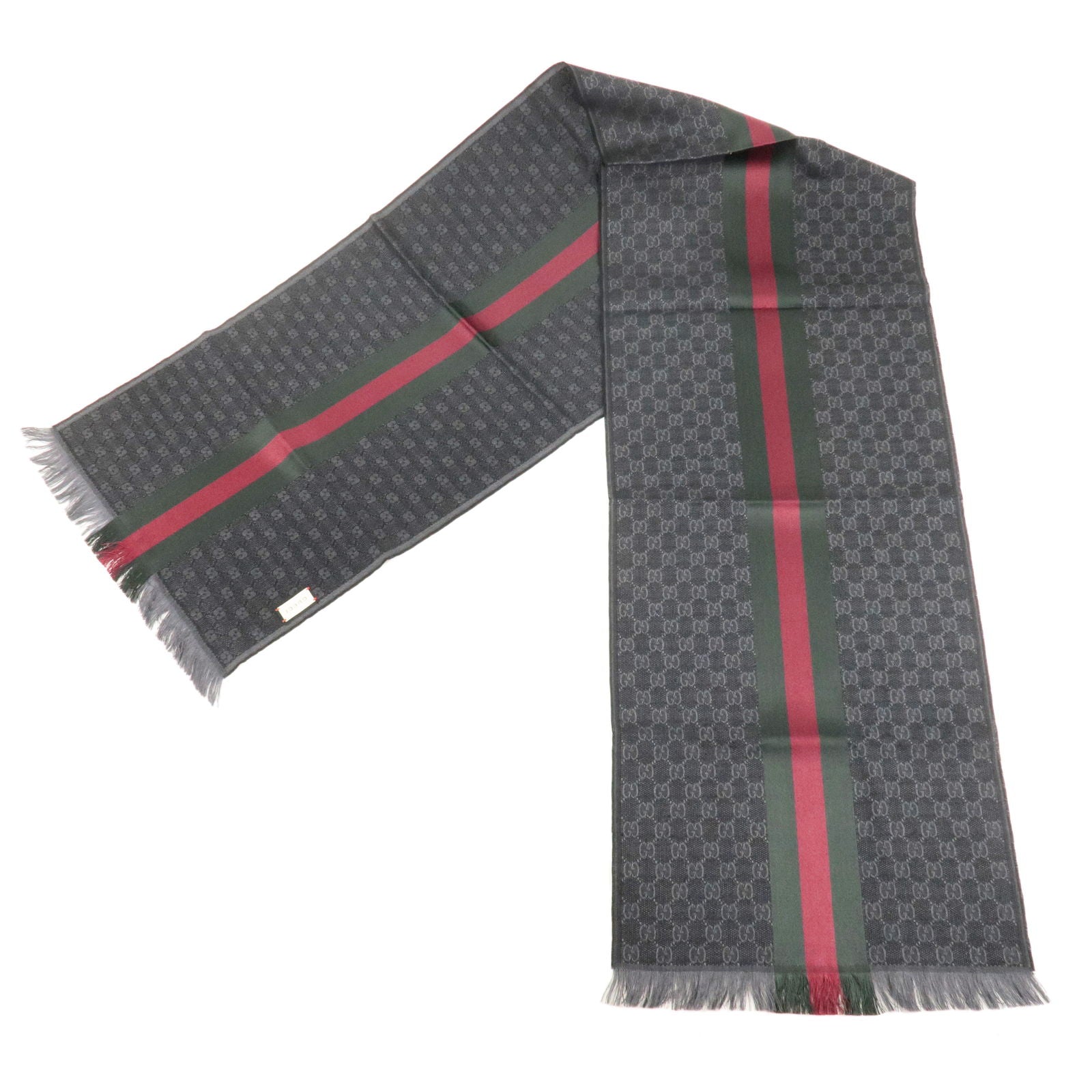 GUCCI-Sherry-GG-80%-Wool-20%-Silk-Scarf-for-Men-Gray-147351