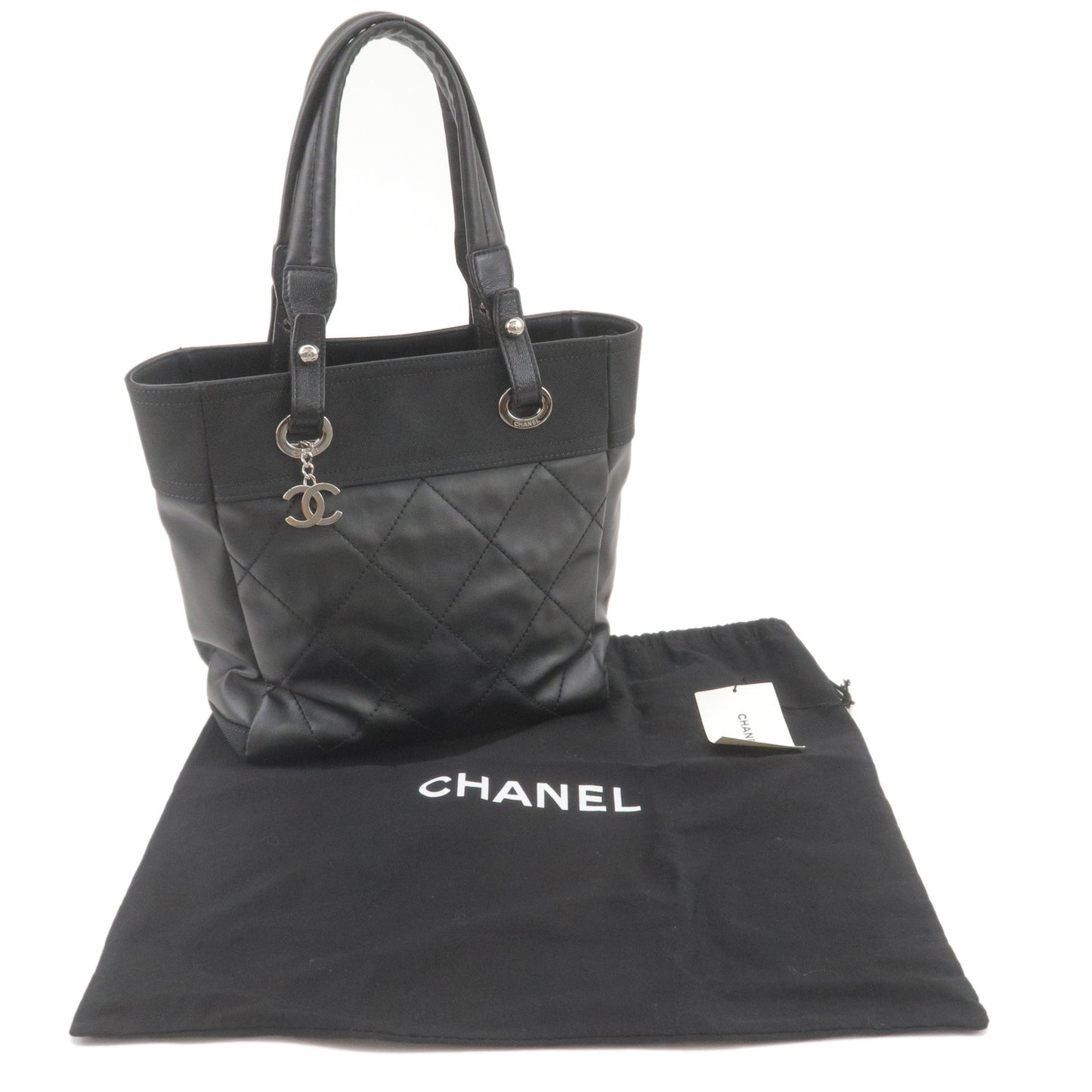 CHANEL Paris Biarritz PM Coated Canvas Leather Tote Bag A34208