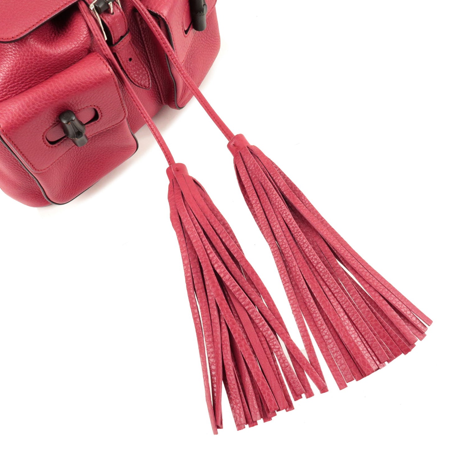 GUCCI Bamboo Back Pack With Fringe Leather Pink 370833