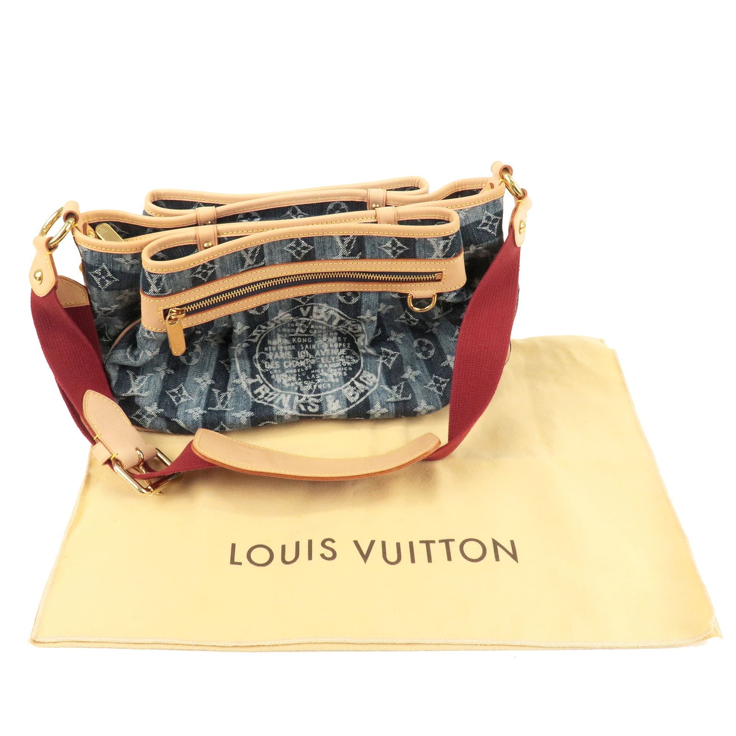 Louis Vuitton Monogram Denim Porte Epaule Raye Cabas GM - Blue