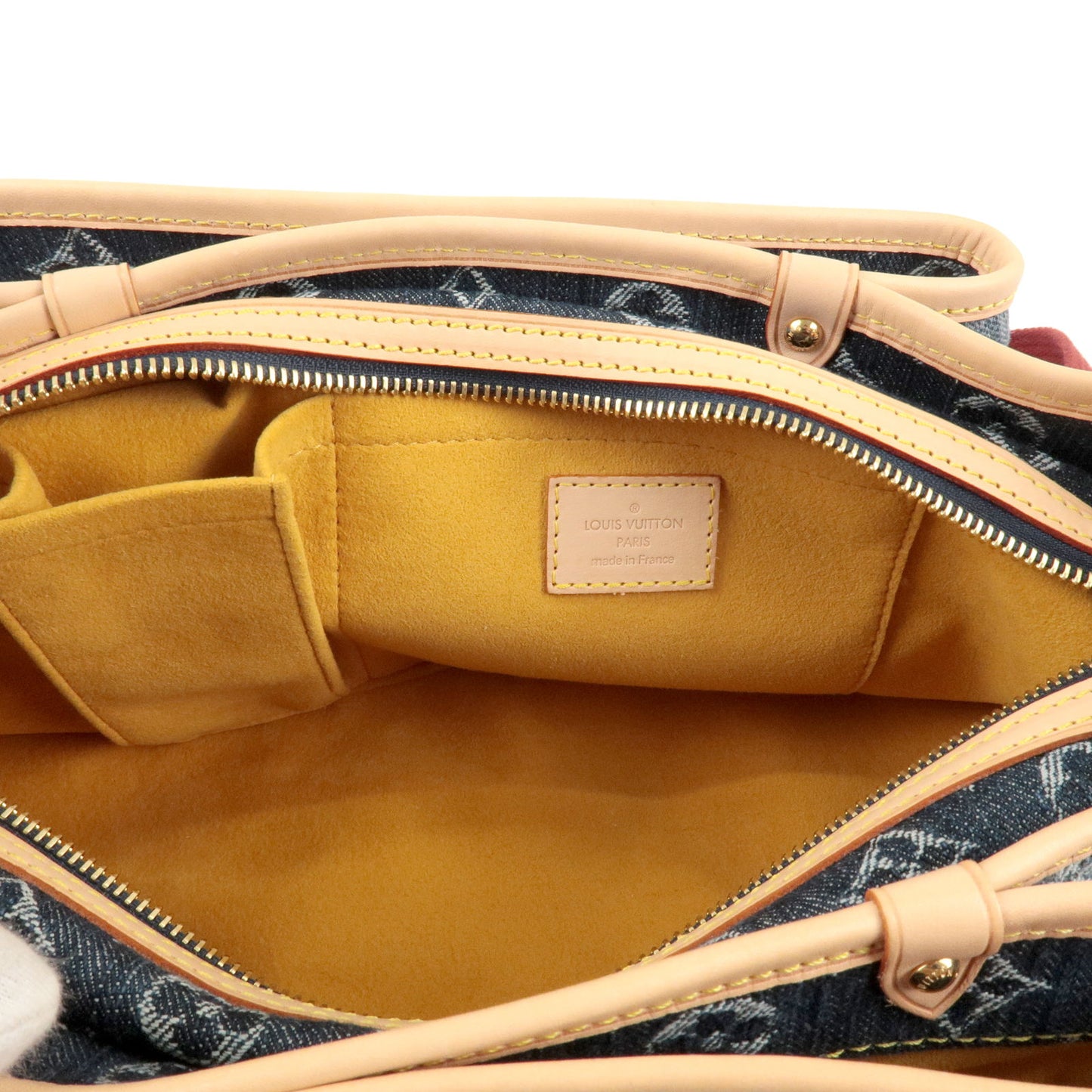 Authentic Louis Vuitton Denim Porte Epaule Raye MM Shoulder Bag M95336 Purse