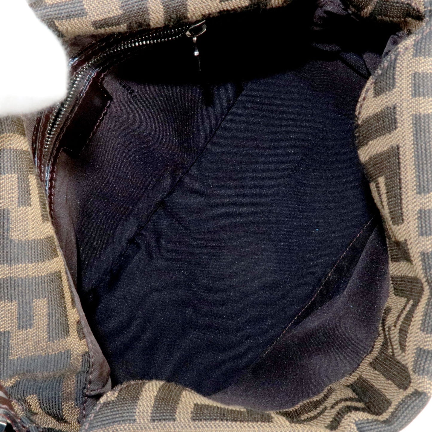 FENDI Zucca Mamma Baguette Canvas Leather Shoulder Bag 26426