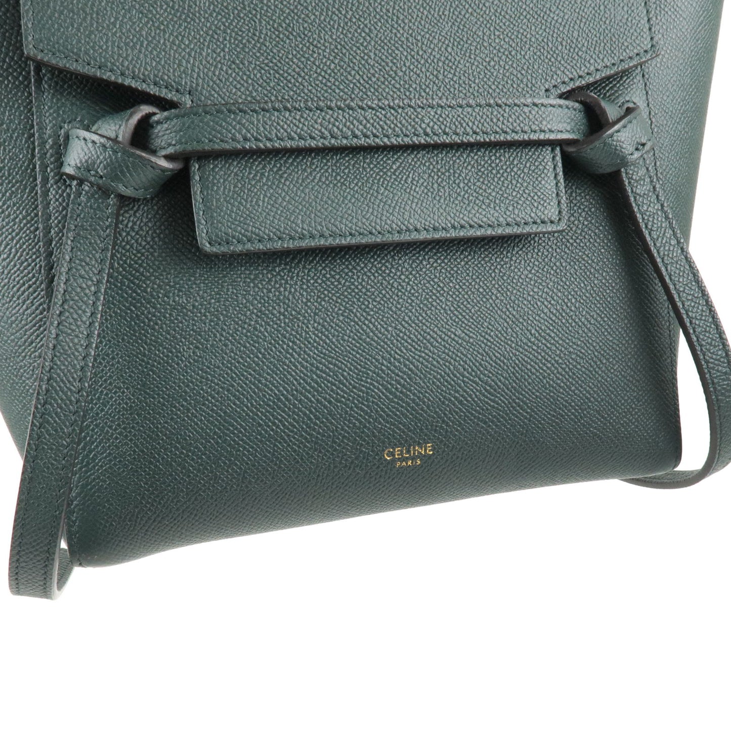 CELINE Leather Belt Bag Nano 2Way Bag Hand Bag Green 18900