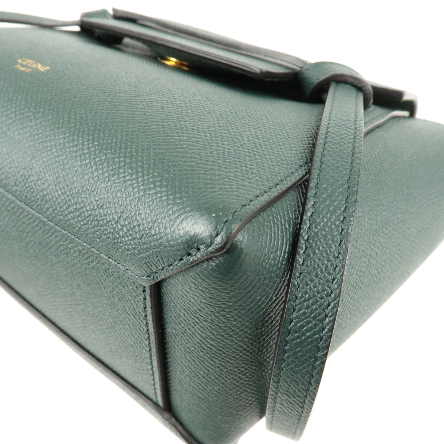 CELINE Leather Belt Bag Nano 2Way Bag Hand Bag Green 18900