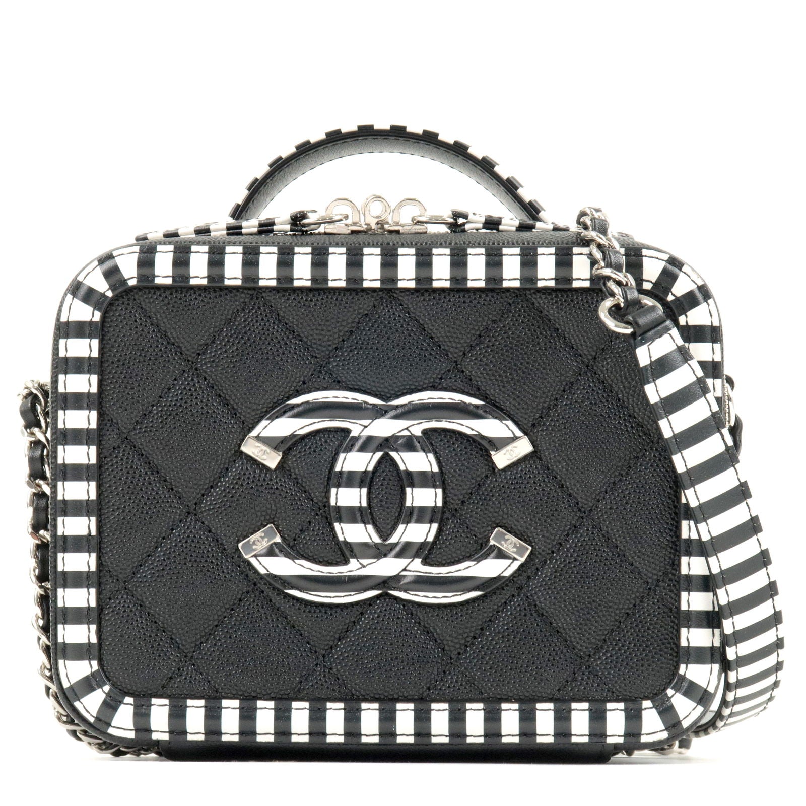 CHANEL-CC-Filigree-Caviar-Skin-Vanity-Case-2Way-Bag-Stripe-A93342 –  dct-ep_vintage luxury Store
