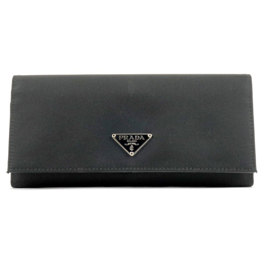 PRADA-Logo-Nylon-Bi-fold-Long-Wallet-NERO-Black-M201