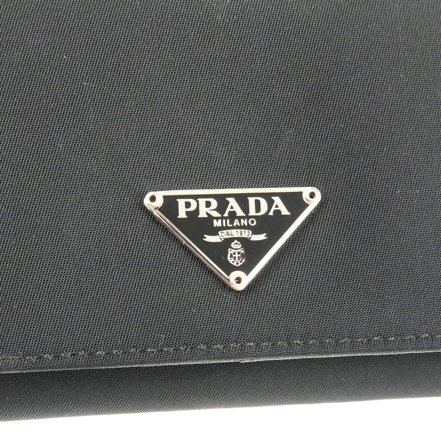 PRADA Logo Nylon Bi-fold Long Wallet NERO Black M201