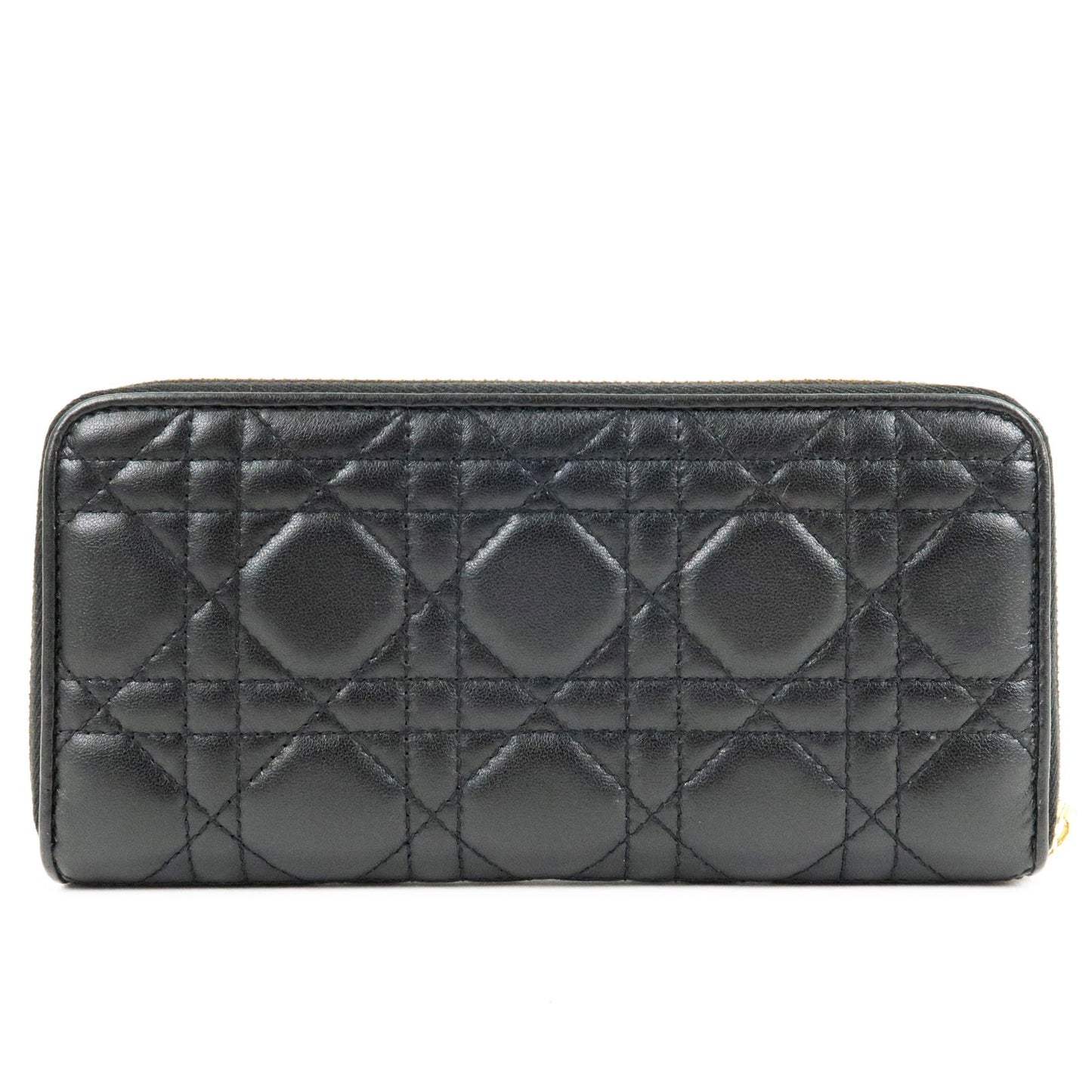 Christian Dior Cannage Lady Dior Leather Round Zippy Long Wallet