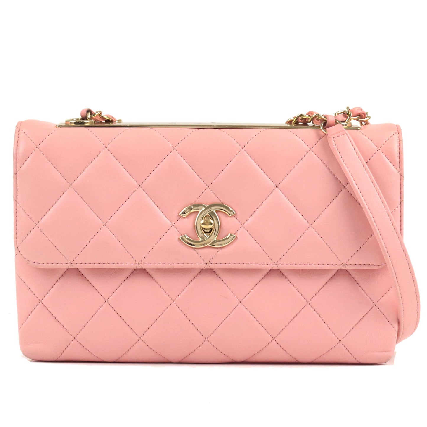 Pre-owned] Chanel trendy cc flap lambskin pink