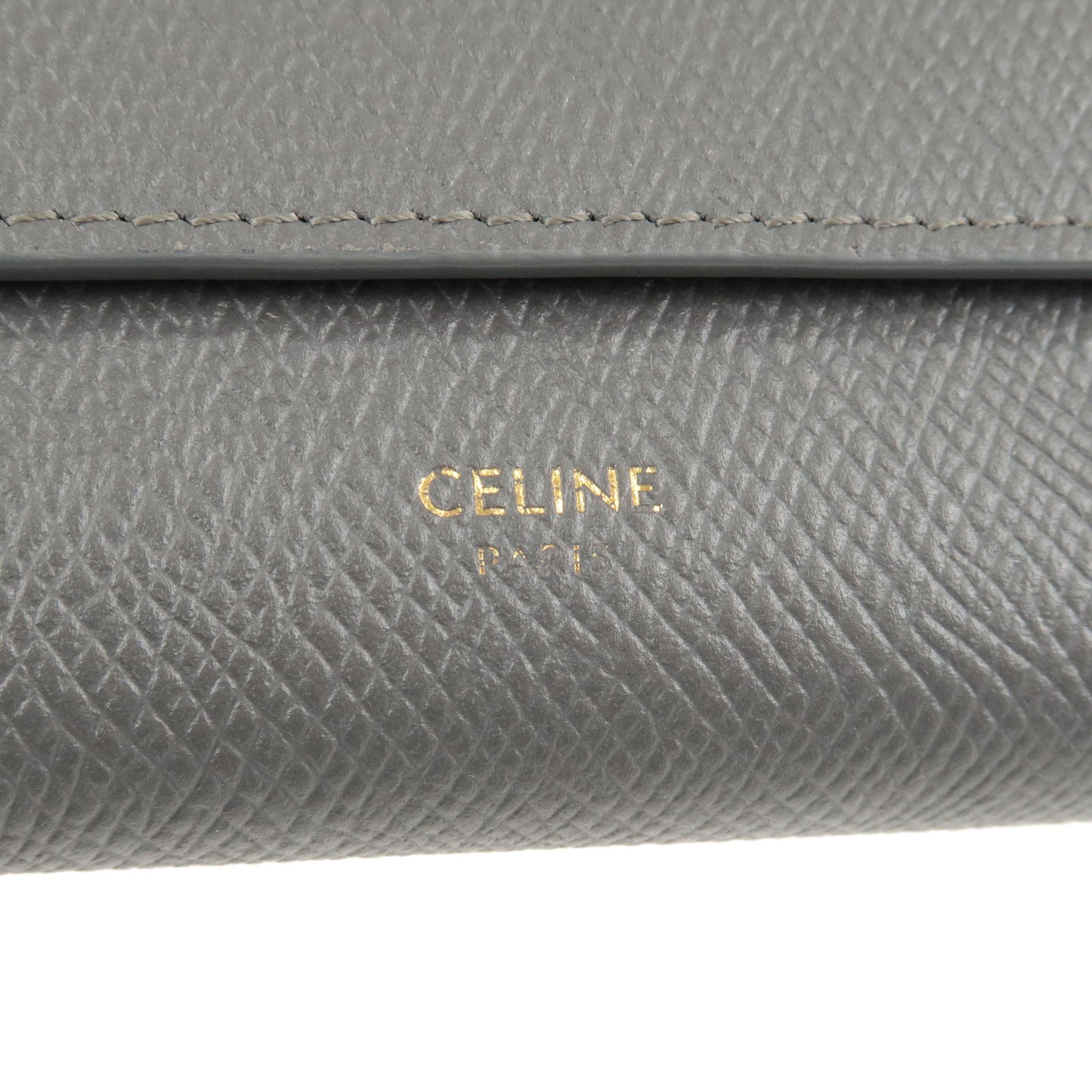 CELINE Leather Tri-fold Compact Small Wallet Gray 10B573