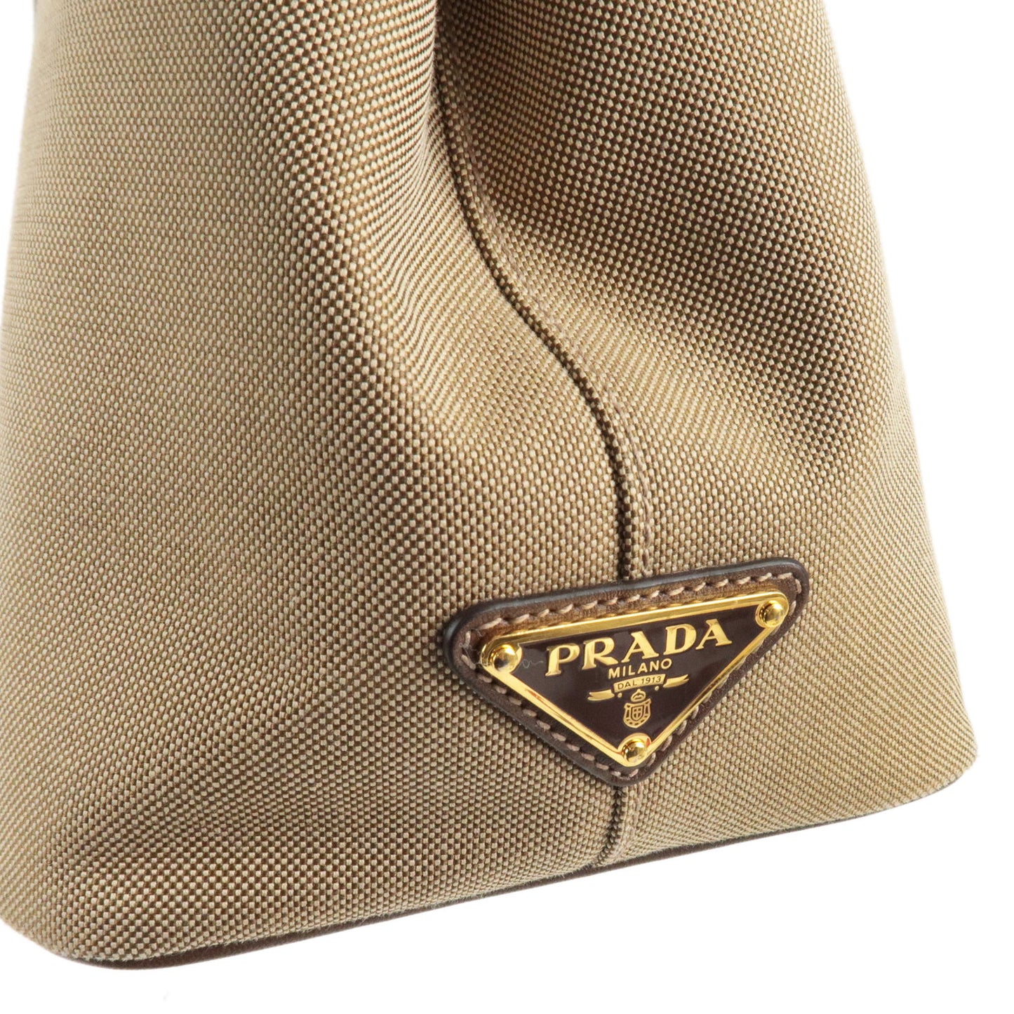 PRADA Logo Jacquard Leather 2Way Bag Hand Bag Beige 1BA579