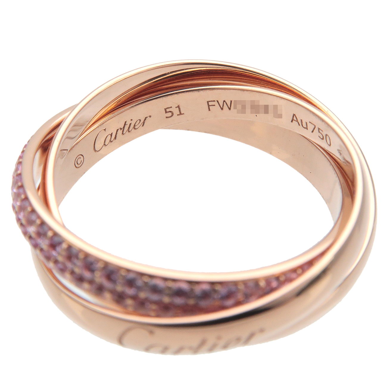 Cartier Trinity Ring Pink Sapphire K18 Rose Gold #51 US5.5-6.0
