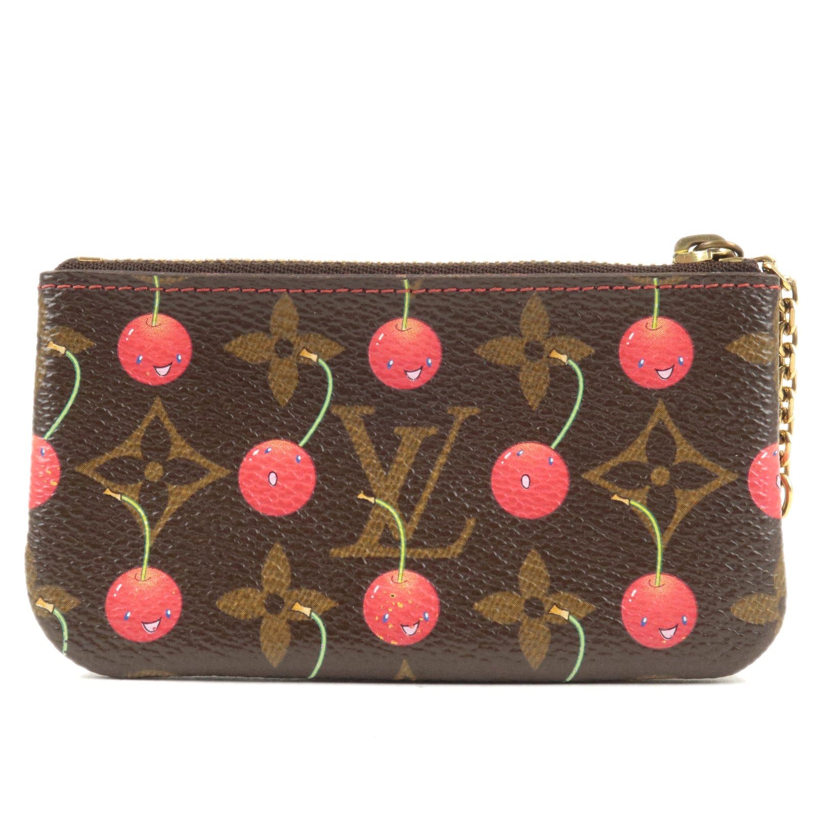 Louis Vuitton Pochette Cles Cherry Monogram Canvas Coin Key Case