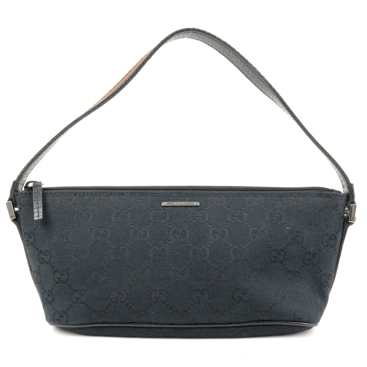 GUCCI-Sherry-GG-Canvas-Leather-Boat-Bag-Pouch-Black-141809