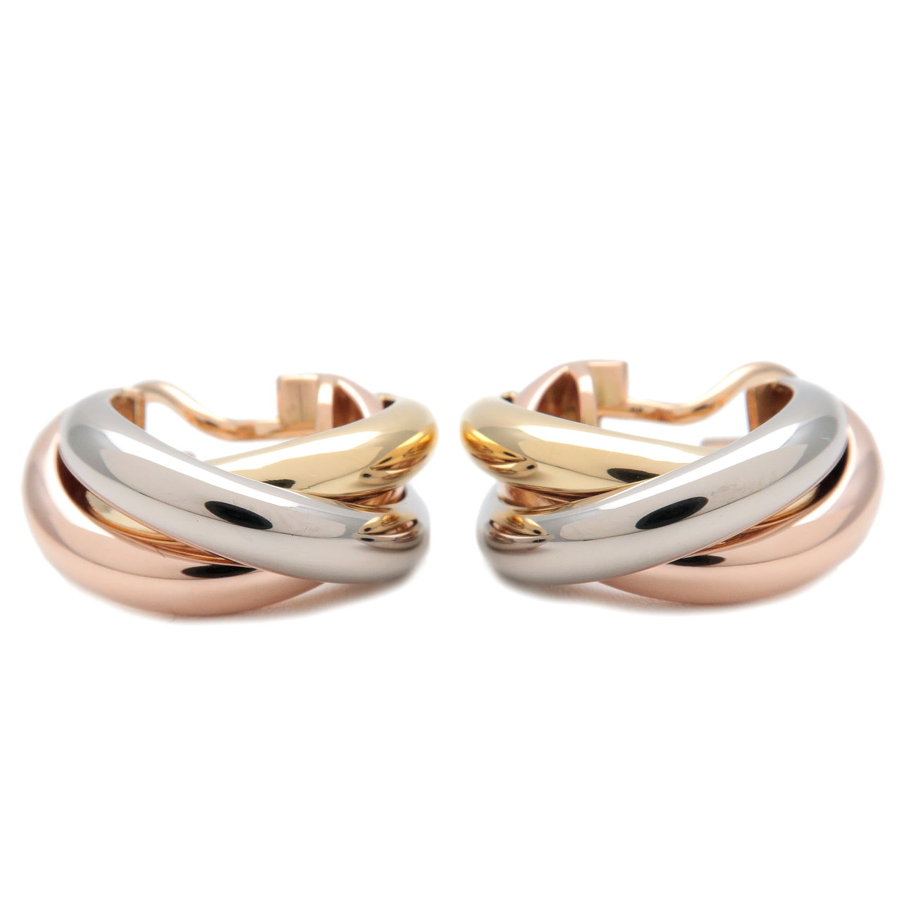 Cartier-Trinity-Earrings-K18-750-Yellow-Gold-Rose-Gold-White-Gold