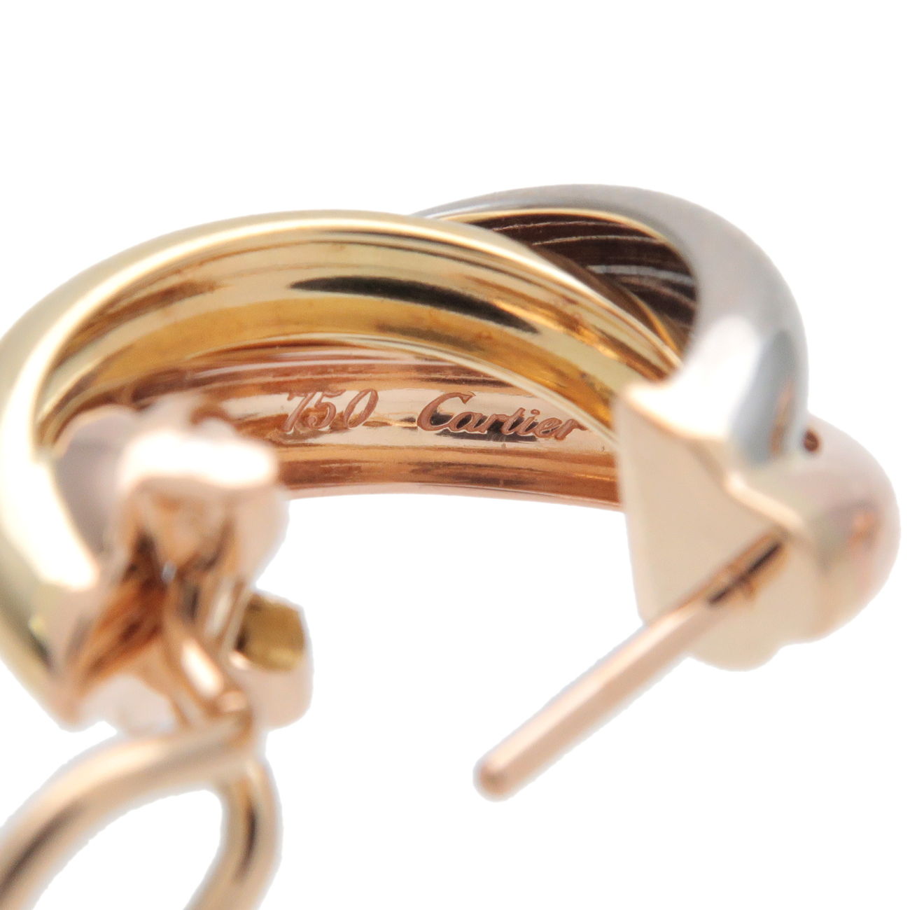 Cartier Trinity Earrings K18 750 Yellow Gold Rose Gold White Gold