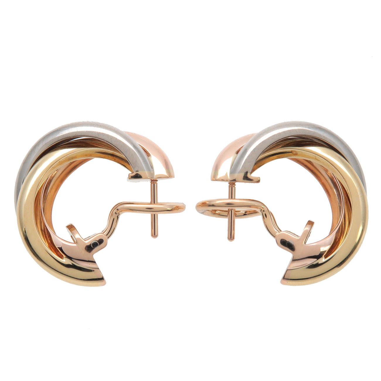 Cartier Trinity Earrings K18 750 Yellow Gold Rose Gold White Gold