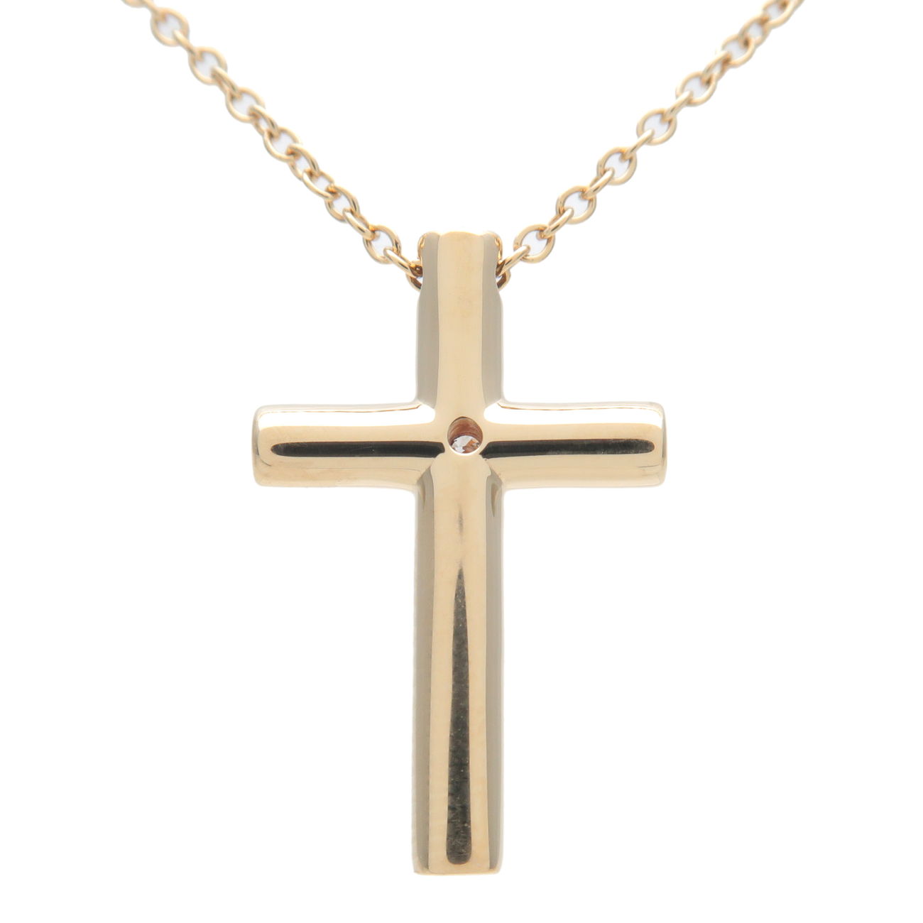 Tiffany&Co. Cross 1P Diamond Necklace K18YG 750YG Yellow Gold